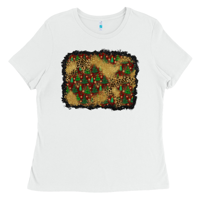 Christmas Trees And Leopard Background Ladies Tee by BundleAndBundleShop | Teevron