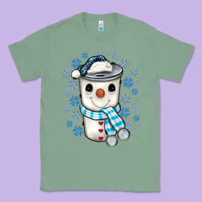 Snowman Coffee Cup Classic Tee Designed By Jahusdesignshop