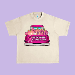 Truck In October We Wear Pink Urban Heavy Tee Designed By Adodesignshop