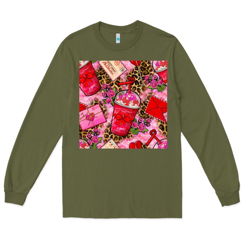 Valentines Day Coffee Cups And Love Letter With Xoxo And Leopard Seaml Long Sleeve Tee by BundleAndBundleShop | Teevron