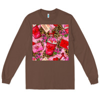 Chestnut valentines day coffee cups and love letter with xoxo and leopard seaml Long Sleeve Tee - BundleAndBundleShop