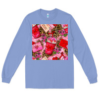 Colony Blue valentines day coffee cups and love letter with xoxo and leopard seaml Long Sleeve Tee - BundleAndBundleShop