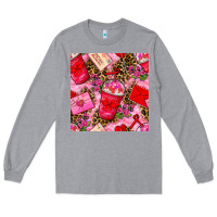Heather Grey valentines day coffee cups and love letter with xoxo and leopard seaml Long Sleeve Tee - BundleAndBundleShop
