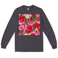 Smoke valentines day coffee cups and love letter with xoxo and leopard seaml Long Sleeve Tee - BundleAndBundleShop