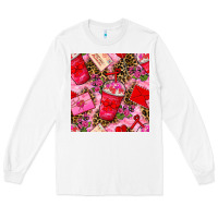 White valentines day coffee cups and love letter with xoxo and leopard seaml Long Sleeve Tee - BundleAndBundleShop