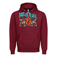 Burgundy Basketball Mom Zipper Hoodie - NancyCooperArtShop