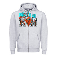 Heather Grey Basketball Mom Zipper Hoodie - NancyCooperArtShop