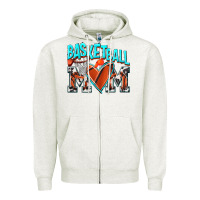 Oatmeal Heather Basketball Mom Zipper Hoodie - NancyCooperArtShop