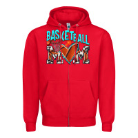Red Basketball Mom Zipper Hoodie - NancyCooperArtShop
