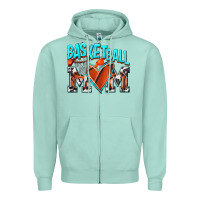 Seafoam Basketball Mom Zipper Hoodie - NancyCooperArtShop