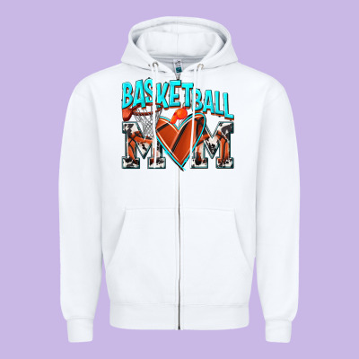 Basketball Mom Zipper Hoodie Designed By Nancycooperartshop