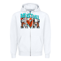 White Basketball Mom Zipper Hoodie - NancyCooperArtShop
