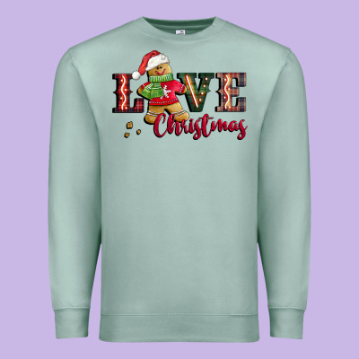 Love Christmas Gingerbread Premium Sweatshirt Designed By Cowgirlartshop