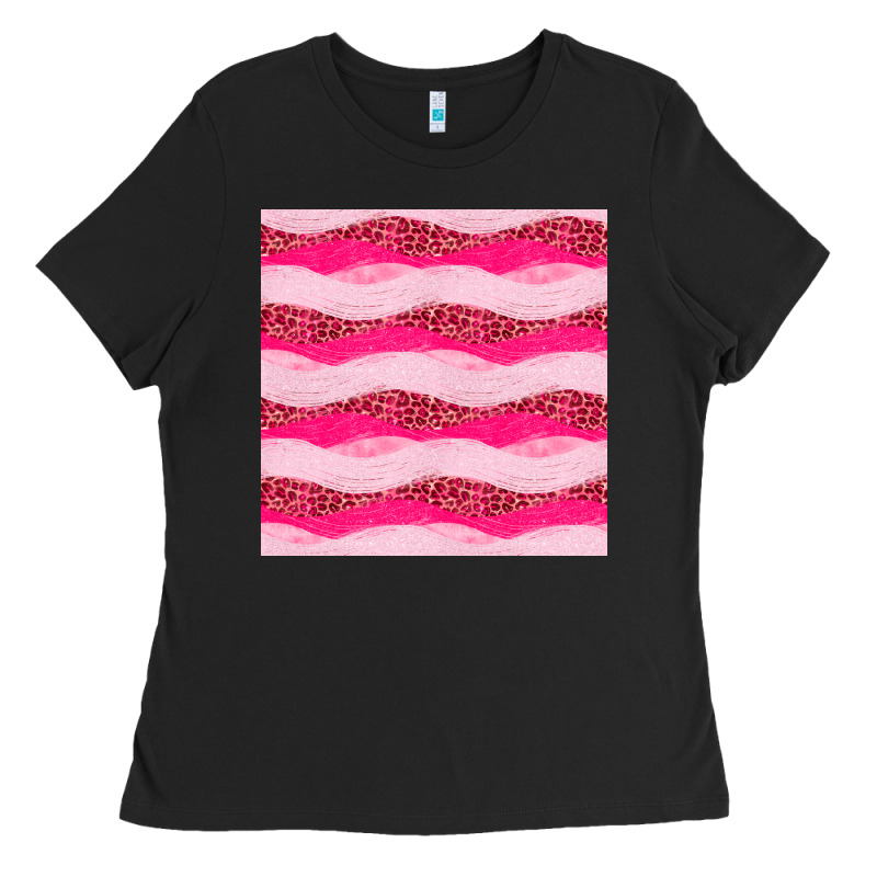 Valentines Day Glitter And Leopard Seamless Pattern Ladies Tee by BundleAndBundleShop | Teevron