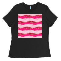 Black valentines day glitter and leopard seamless pattern Ladies Tee - BundleAndBundleShop