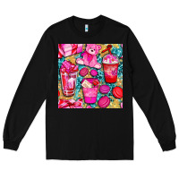 Black valentines day with love coffee cups  seamless pattern bbs Long Sleeve Tee - BundleAndBundleShop