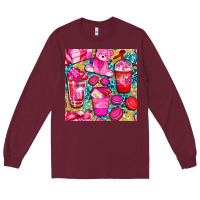 Valentines Day With Love Coffee Cups  Seamless Pattern Bbs Long Sleeve Tee | Teevron