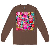 Chestnut valentines day with love coffee cups  seamless pattern bbs Long Sleeve Tee - BundleAndBundleShop