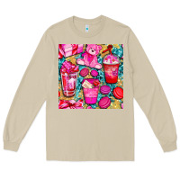 Mushroom valentines day with love coffee cups  seamless pattern bbs Long Sleeve Tee - BundleAndBundleShop