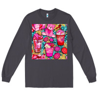Smoke valentines day with love coffee cups  seamless pattern bbs Long Sleeve Tee - BundleAndBundleShop
