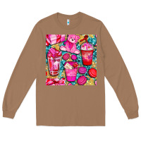 Toasted Coconut valentines day with love coffee cups  seamless pattern bbs Long Sleeve Tee - BundleAndBundleShop