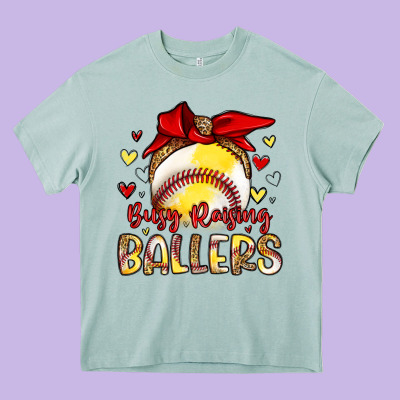 Busy Raising Ballers Heavy Core Tee Designed By Artiststas