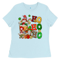 Baby Blue ho ho ho christmas latte with gnomies Ladies Tee - AdoDesignShop