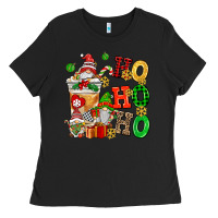 Black ho ho ho christmas latte with gnomies Ladies Tee - AdoDesignShop