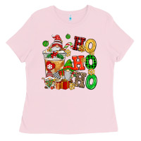 Bubblegum Pink ho ho ho christmas latte with gnomies Ladies Tee - AdoDesignShop