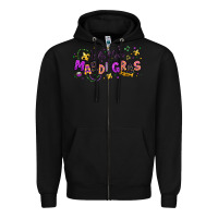 Black little miss mardi gras Zipper Hoodie - texasbilliewilder