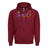 Burgundy little miss mardi gras Zipper Hoodie - texasbilliewilder