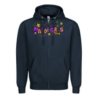 Navy little miss mardi gras Zipper Hoodie - texasbilliewilder