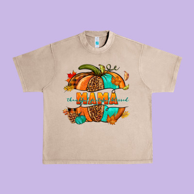 Thankful Grateful Blessed Mama Pumpkin Urban Heavy Tee Designed By Nancycooperartshop