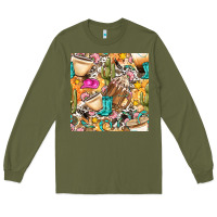 Army Green western cowgirl coffee cup with cowhide seamless pattern bbs Long Sleeve Tee - BundleAndBundleShop
