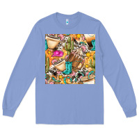 Colony Blue western cowgirl coffee cup with cowhide seamless pattern bbs Long Sleeve Tee - BundleAndBundleShop