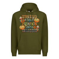 Army Green stressed blessed pumpkin spice obsessed Premium Hoodie - CowGirlArtShop