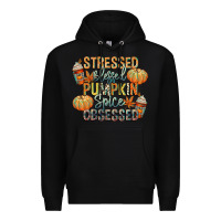 Black stressed blessed pumpkin spice obsessed Premium Hoodie - CowGirlArtShop
