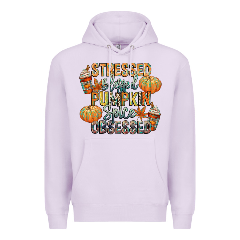 Stressed Blessed Pumpkin Spice Obsessed Premium Hoodie by CowGirlArtShop | Teevron