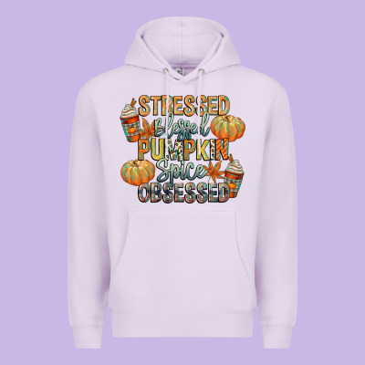 Stressed Blessed Pumpkin Spice Obsessed Premium Hoodie Designed By Cowgirlartshop