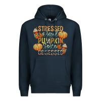 Navy stressed blessed pumpkin spice obsessed Premium Hoodie - CowGirlArtShop
