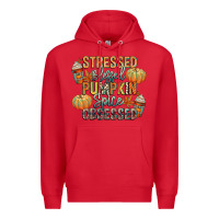 Red stressed blessed pumpkin spice obsessed Premium Hoodie - CowGirlArtShop