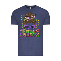 Vintage Denim bead princess messy bun mardi gras Vintage Tee - MaliasSmallBusiness