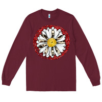 Burgundy daisy Long Sleeve Tee - JahusDesignShop