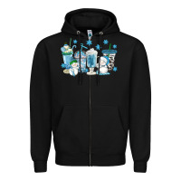 Black winter snowman coffee cups Zipper Hoodie - texasbilliewilder