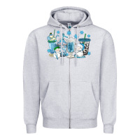 Heather Grey winter snowman coffee cups Zipper Hoodie - texasbilliewilder