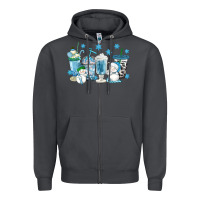 Smoke winter snowman coffee cups Zipper Hoodie - texasbilliewilder