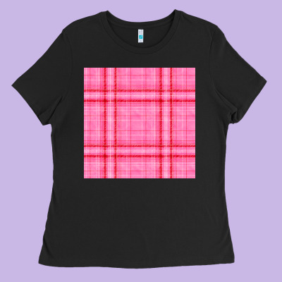 Valentines Day Plaid Seamless Pattern Ladies Tee Designed By Bundleandbundleshop