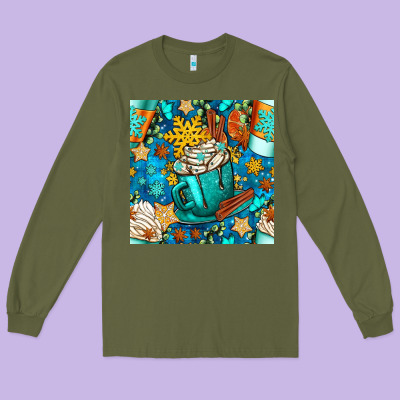 Winter Coffee Cups And Snow With Plaid Seamless Pattern Bbs Long Sleeve Tee Designed By Bundleandbundleshop