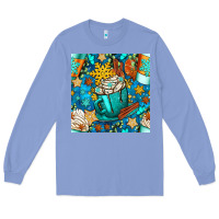 Colony Blue winter coffee cups and snow with plaid seamless pattern bbs Long Sleeve Tee - BundleAndBundleShop