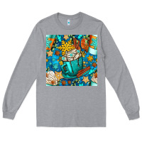 Heather Grey winter coffee cups and snow with plaid seamless pattern bbs Long Sleeve Tee - BundleAndBundleShop